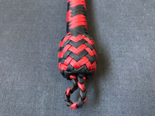 Load image into Gallery viewer, 3ft, 12 plait, Junior Series Snake Whip, Black and Red, Tapered Chevron Pattern