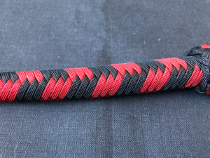 3ft, 12 plait, Junior Series Snake Whip, Black and Red, Tapered Chevron Pattern