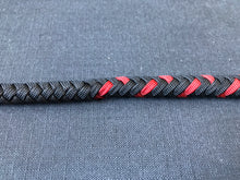 Load image into Gallery viewer, 3ft, 12 plait, Junior Series Snake Whip, Black and Red, Tapered Chevron Pattern