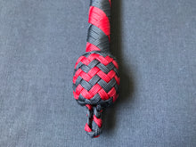Load image into Gallery viewer, 3ft, 12 plait, Junior Series Nylon Bullwhip, Black and Red, Tapered Chevron Pattern