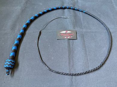 3ft, 12 plait, Junior Series Snake Whip, Black and Blue, Tapered Chevron Pattern