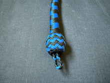 Load image into Gallery viewer, 3ft, 12 plait, Junior Series Snake Whip, Black and Blue, Tapered Chevron Pattern