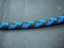 Load image into Gallery viewer, 3ft, 12 plait, Junior Series Snake Whip, Black and Blue, Tapered Chevron Pattern