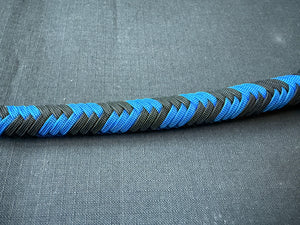 3ft, 12 plait, Junior Series Snake Whip, Black and Blue, Tapered Chevron Pattern