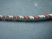 Load image into Gallery viewer, 3ft, 12 plait, Junior Series Snake Whip, Black, Tan and Red, Viper Pattern