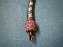 Load image into Gallery viewer, 3ft, 12 plait, Junior Series Snake Whip, Black, Tan and Red, Viper Pattern