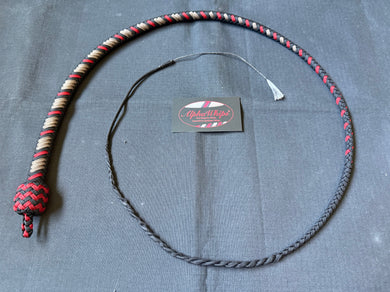 3ft, 12 plait, Junior Series Snake Whip, Black, Tan and Red, Viper Pattern