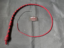 Load image into Gallery viewer, 3ft, 12 plait, Junior Series Nylon Bullwhip, Red and Black, Tapered Chevron Pattern