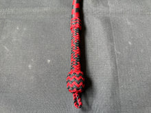 Load image into Gallery viewer, 3ft, 12 plait, Junior Series Nylon Bullwhip, Red and Black, Tapered Chevron Pattern