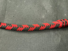Load image into Gallery viewer, 3ft, 12 plait, Junior Series Nylon Bullwhip, Red and Black, Tapered Chevron Pattern