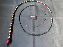 Load image into Gallery viewer, 6ft, 12 plait, Junior Series Nylon Bullwhip, Black, Cream and Red, Viper Pattern