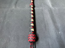 Load image into Gallery viewer, 6ft, 12 plait, Junior Series Nylon Bullwhip, Black, Cream and Red, Viper Pattern