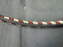 Load image into Gallery viewer, 6ft, 12 plait, Junior Series Nylon Bullwhip, Black, Cream and Red, Viper Pattern