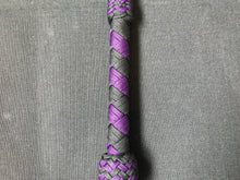 Load image into Gallery viewer, 3ft, 12 plait, Junior Series Nylon Bullwhip, Black and Purple, Tapered Chevron Pattern