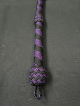 Load image into Gallery viewer, 3ft, 12 plait, Junior Series Nylon Bullwhip, Black and Purple, Tapered Chevron Pattern