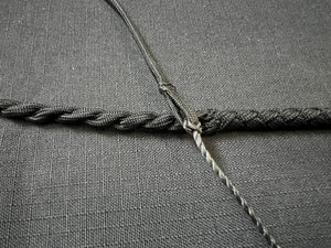 3ft, 12 plait, Junior Series Nylon Bullwhip, Black and Dark Pink, Tapered Chevron Pattern