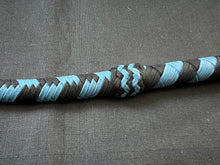 Load image into Gallery viewer, 3ft, 12 plait, Junior Series Nylon Bullwhip, Black and Carolina Blue, Tapered Chevron Pattern