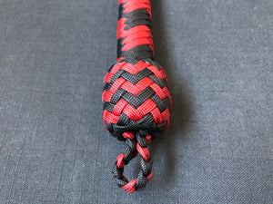 3ft, 12 plait, Junior Series Snake Whip, Black and Red, Tapered Chevron Pattern