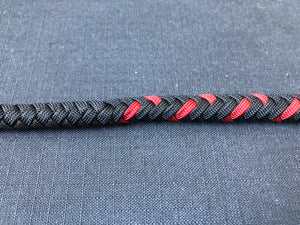 3ft, 12 plait, Junior Series Snake Whip, Black and Red, Chevron Pattern