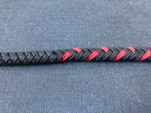 3ft, 12 plait, Junior Series Snake Whip, Black and Red, Tapered Chevron Pattern