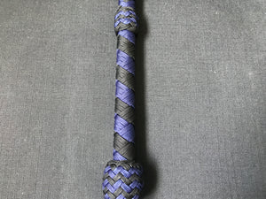 3ft, 12 plait, Junior Series Nylon Bullwhip, Black and Blue, Tapered Chevron Pattern